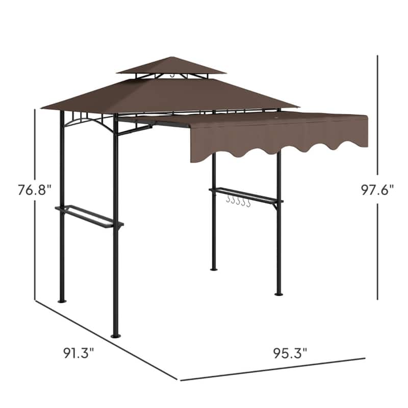 Premium Outdoor Grill Gazebo with Adjustable Awning Powder-Coated Steel Frame and PA-Coated Polyester Canopy