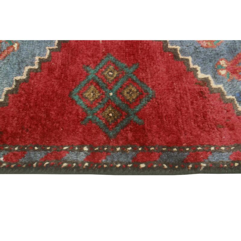 Noori Rug Fine Vintage Distressed Carver Red/Blue Runner - 2'7" x 8'10"