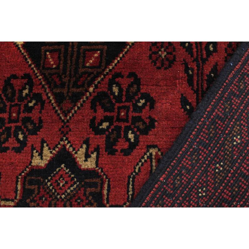 Rustic Biljik Khal Mohammadi Ezra Red/Black Rug - 3'5'' x 4'10''