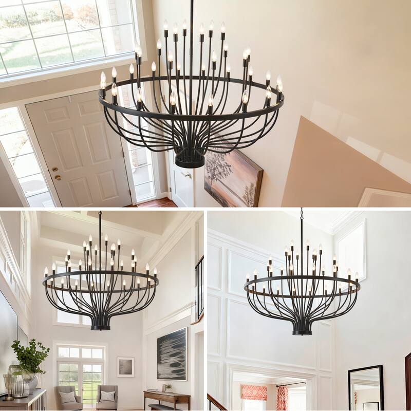 Industrial Chandelier Rustic Vintage 33-Lights Candle Style Light Fixture Large Retro