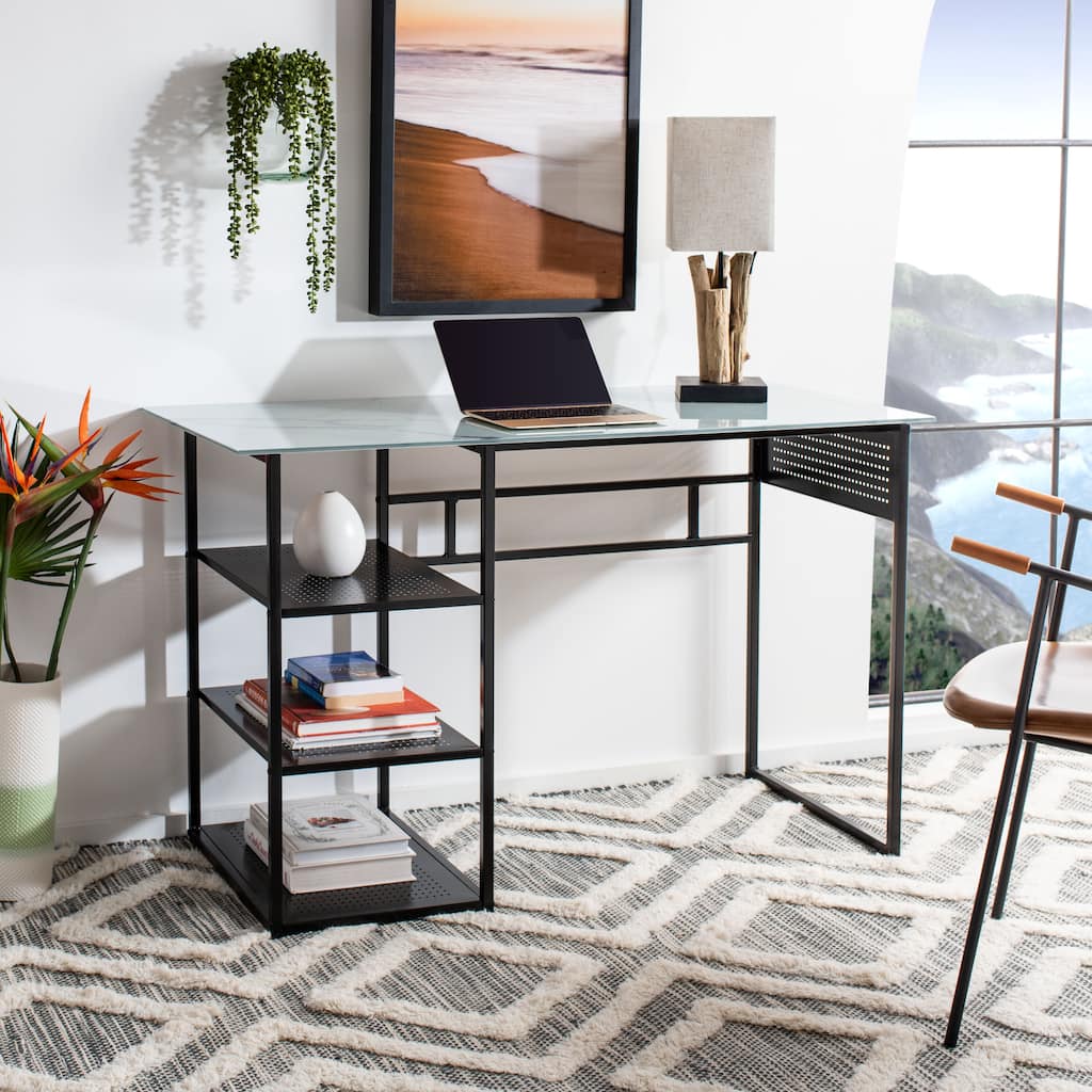 SAFAVIEH Alena 3 Shelf Glass Top Desk