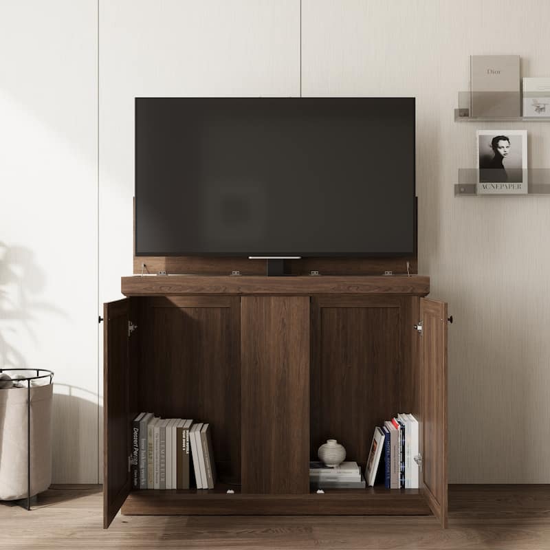 Motorized TV Lift Cabinet for TVs up to 50 Inch, Pop Up TV Lift Console with Remote Control, Hidden TV Cabinet Stand
