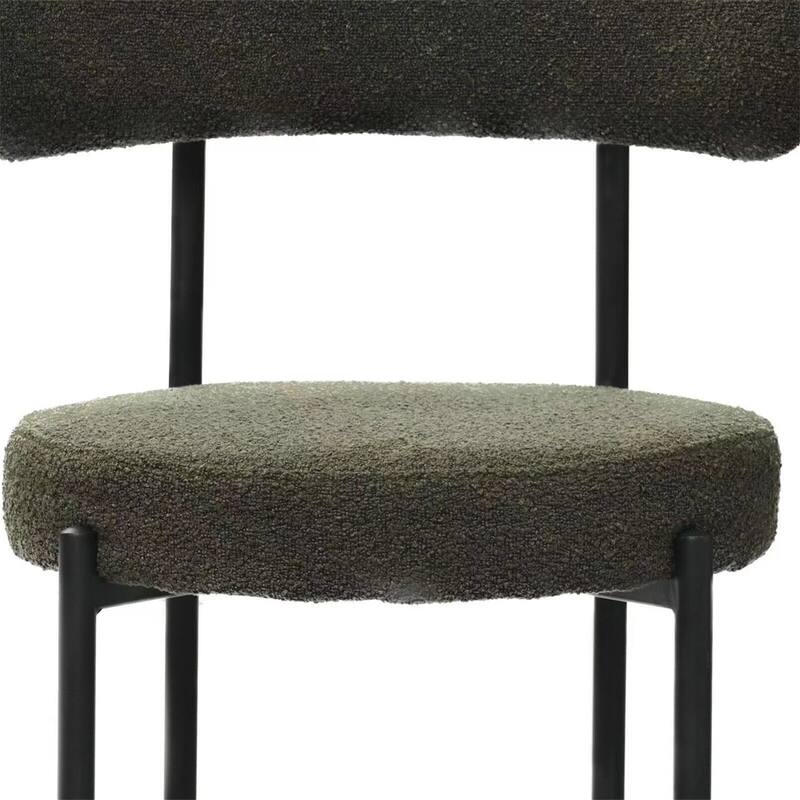 Boucle Dining Chairs Set of 2, Curved Backrest Chair