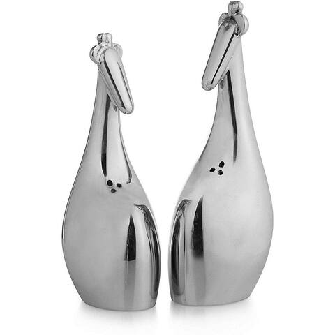 Nambe Savanna Giraffe Salt & Pepper Shakers - Silver - 3 L x 3 W x 4.5 H
