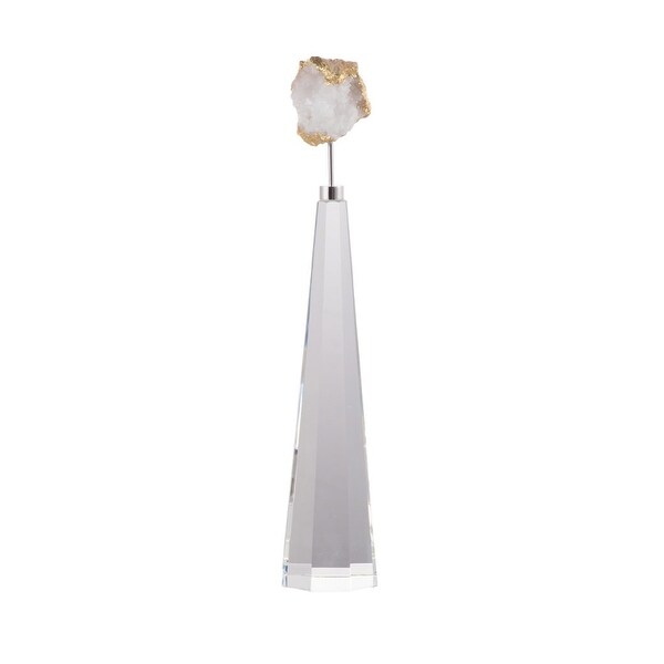 13" Clear and White Modern Chic Glass Decorative Accent - N/A