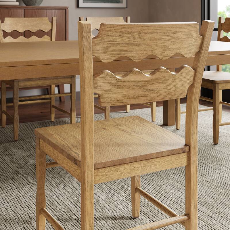 Jax Oak Wood Dining Chair With Wavy Razor Back