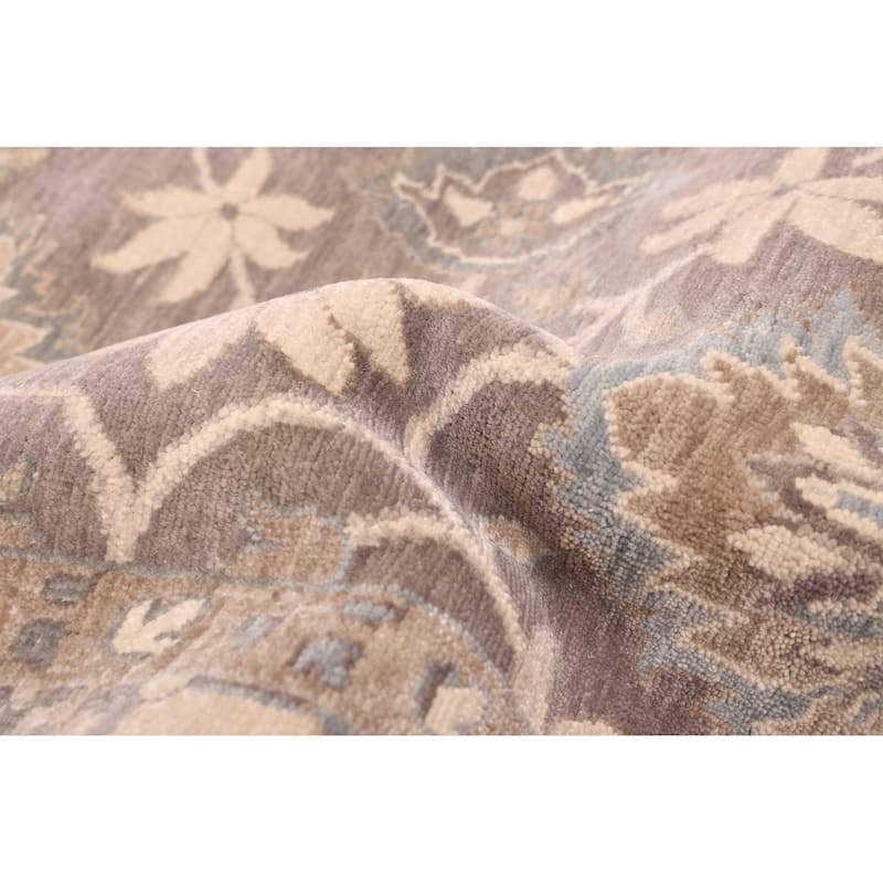 ECARPETGALLERY Hand-knotted Mirzapur Dark Grey Wool Rug - 7'11 x 9'10