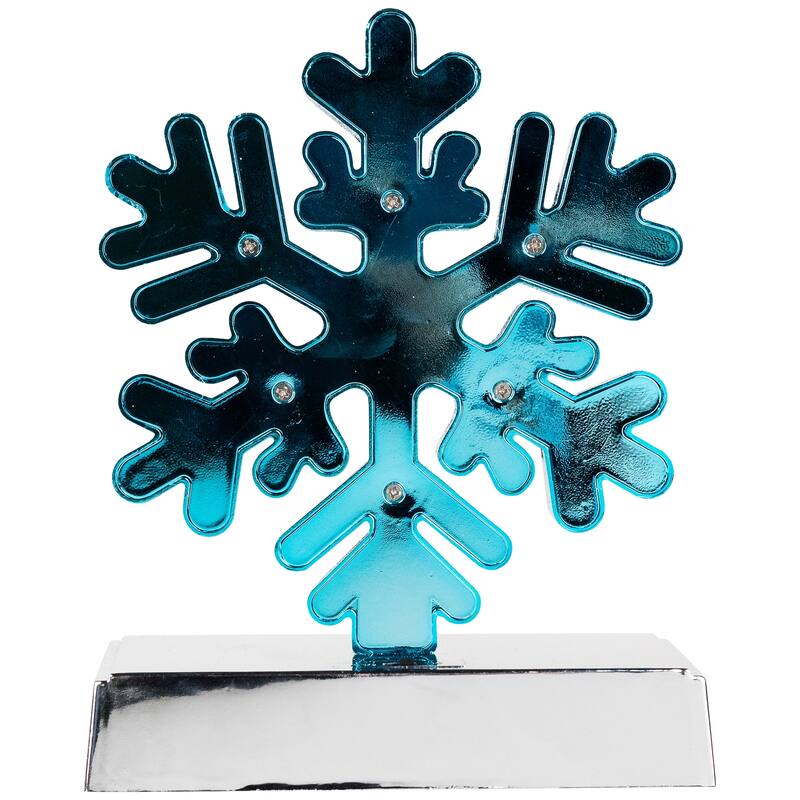 LED Lighted Glittered Snowflake Christmas Stocking Holder - 6.5" - Blue