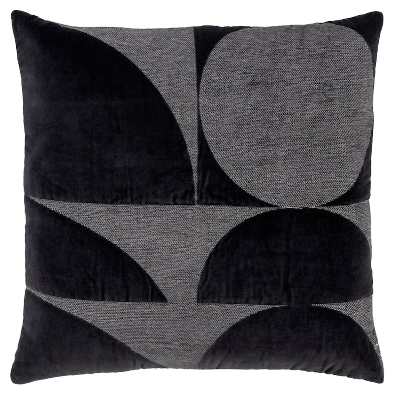 Rizzy Home Cotton Velvet Contemporary Shape Throw Pillow - Dark Grey