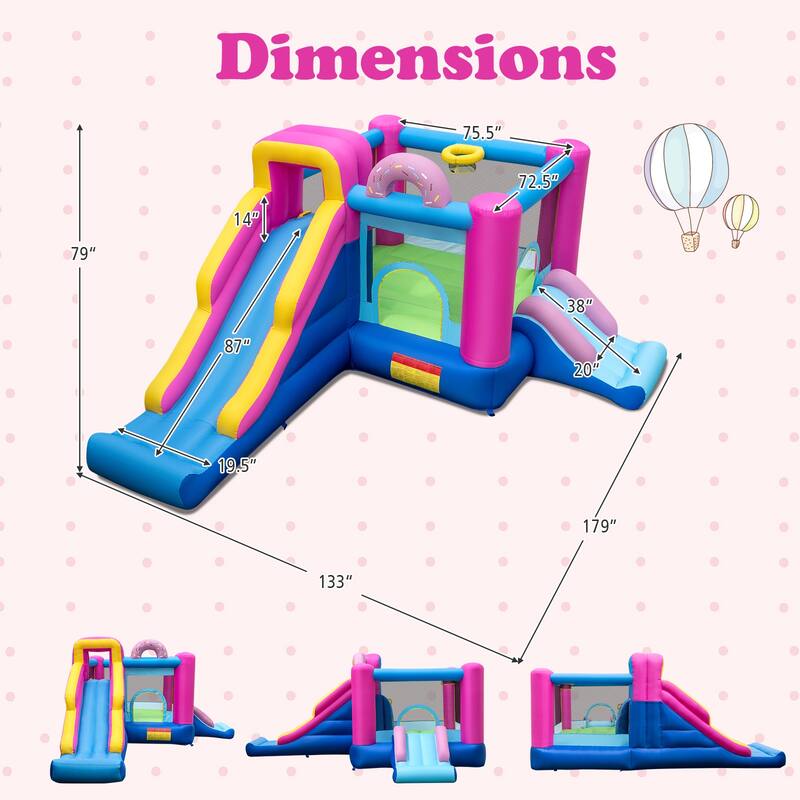 Gymax Inflatable Bounce House w/Slides Jumping Area Climbing Wall 750W