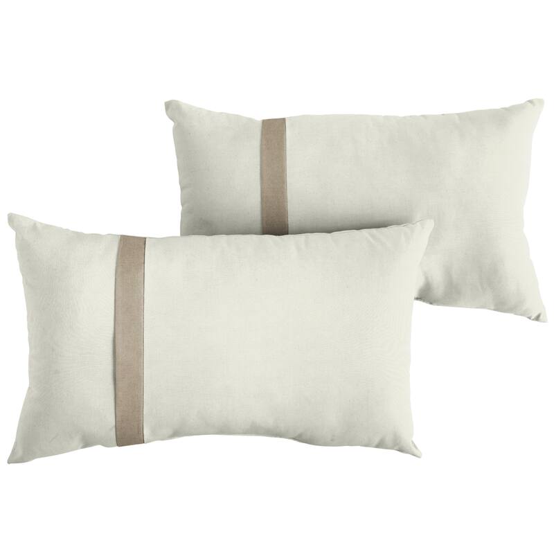 Sorra Home Sunbrella Outdoor Single Large Flange Pillow Set of 2 - Sunbrella - Canvas Natural/Canvas Taupe - 16 in H x 26 in W x 6 in D