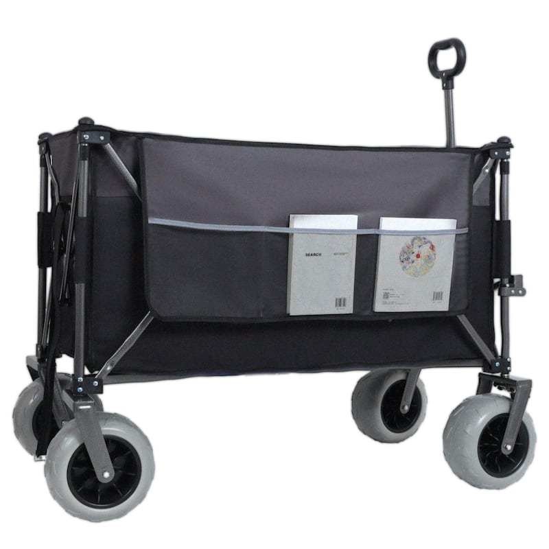 9"x4" All-Terrain Balloon Wheels,300L XL Heavy-Duty Folding Wagon Cart-480lbs Capacity,w/Brakes,Pockets,Cup Holders