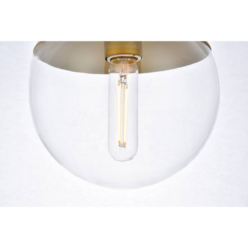 1-light Mid-century Adjustable Pendant with 8-inch Glass Orb Shade