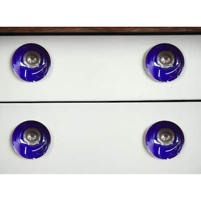 HomeRoots Set of Eight Purple And Gray Ceramic And Metal Drawer Pull Knobs - 1.5' X '1.5' X '1.5