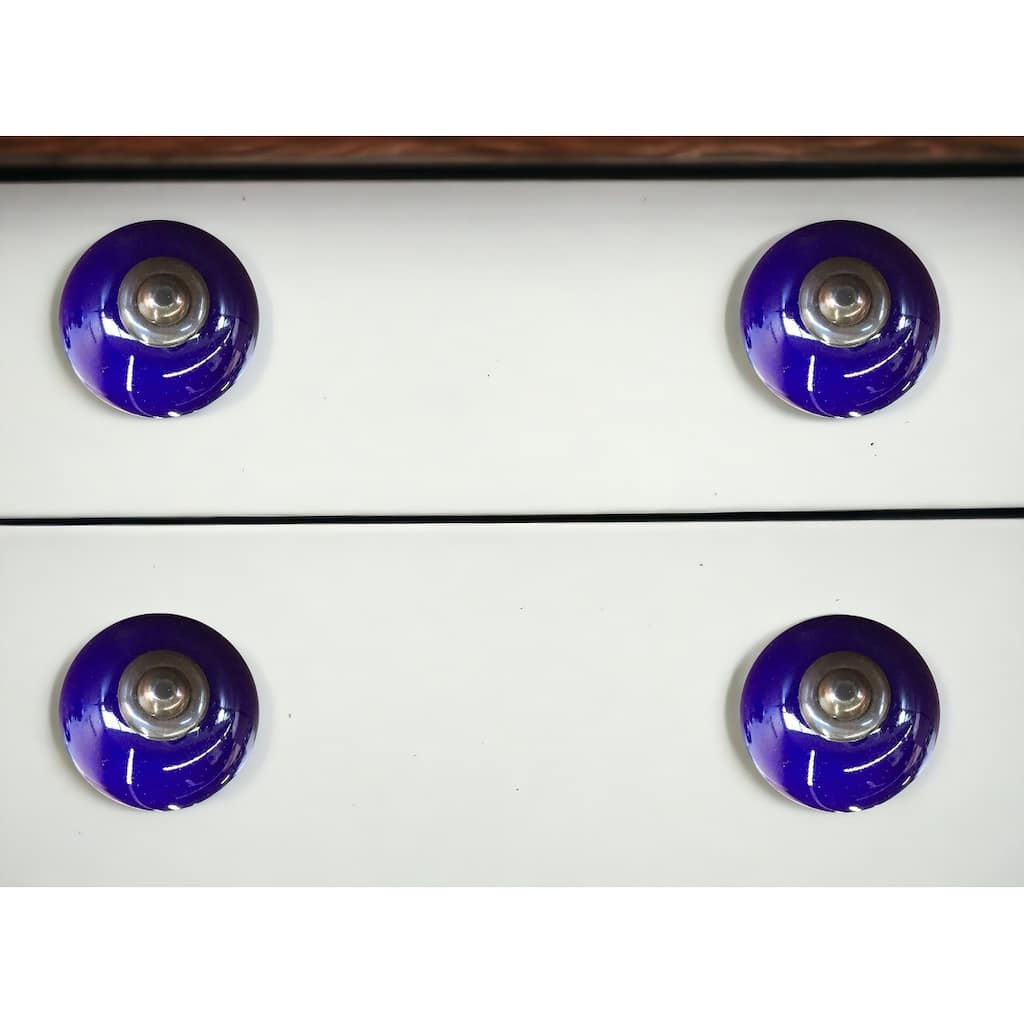 HomeRoots Set of Eight Purple And Gray Ceramic And Metal Drawer Pull Knobs - 1.5' X '1.5' X '1.5