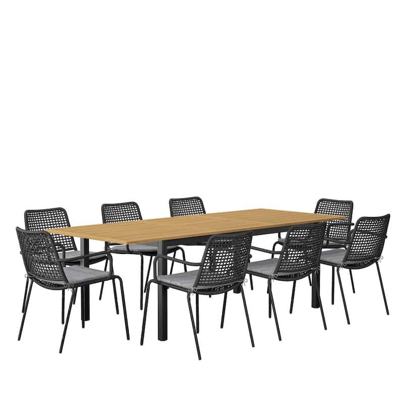 Amazonia Vail 9-piece Black and Teak Finish Patio Dining Set