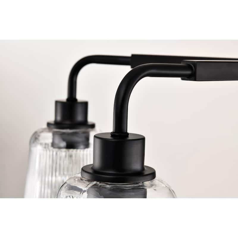 Grayson 5 Light Chandelier Matte Black Finish Clear Ribbed Glass - Matte Black