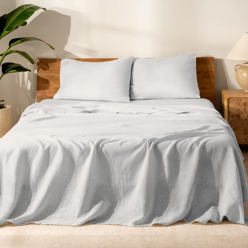 Bare Home Linen Sheet Set - Ultra-Soft Luxury - Twin - Glacier Grey