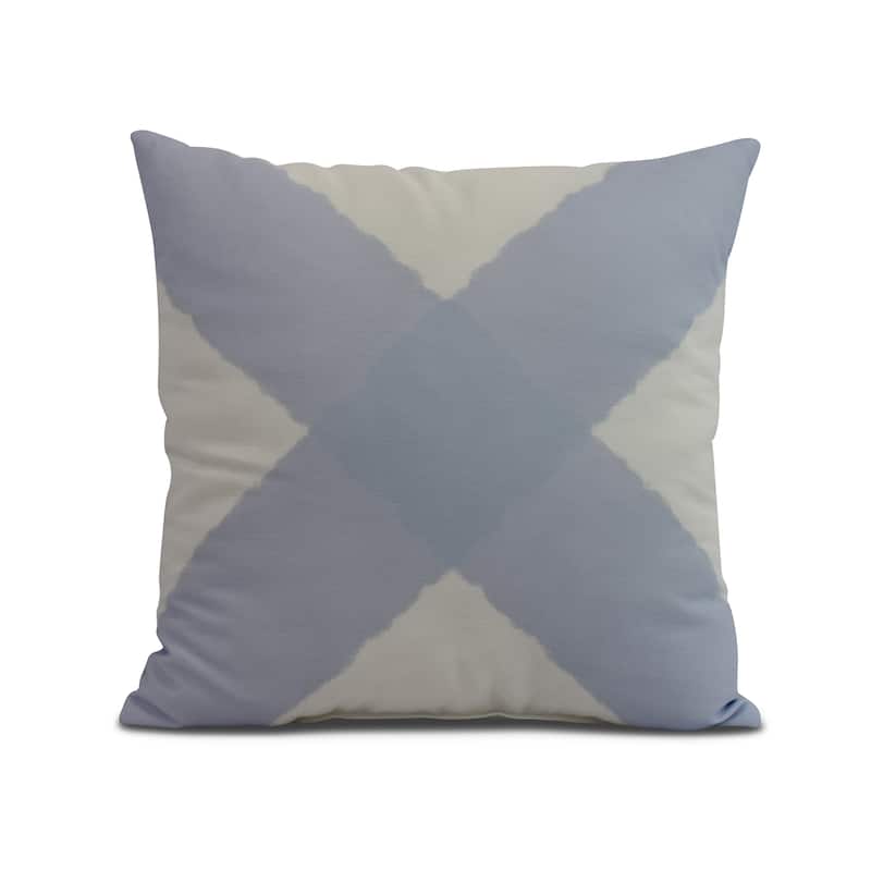 18 x 18 Inch X Marks the Spot Geometric Print Outdoor Pillow - Blue