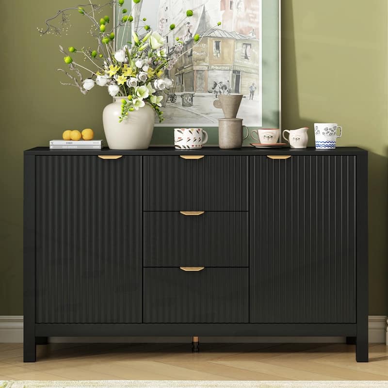 Storage Console Table with Metal Handles