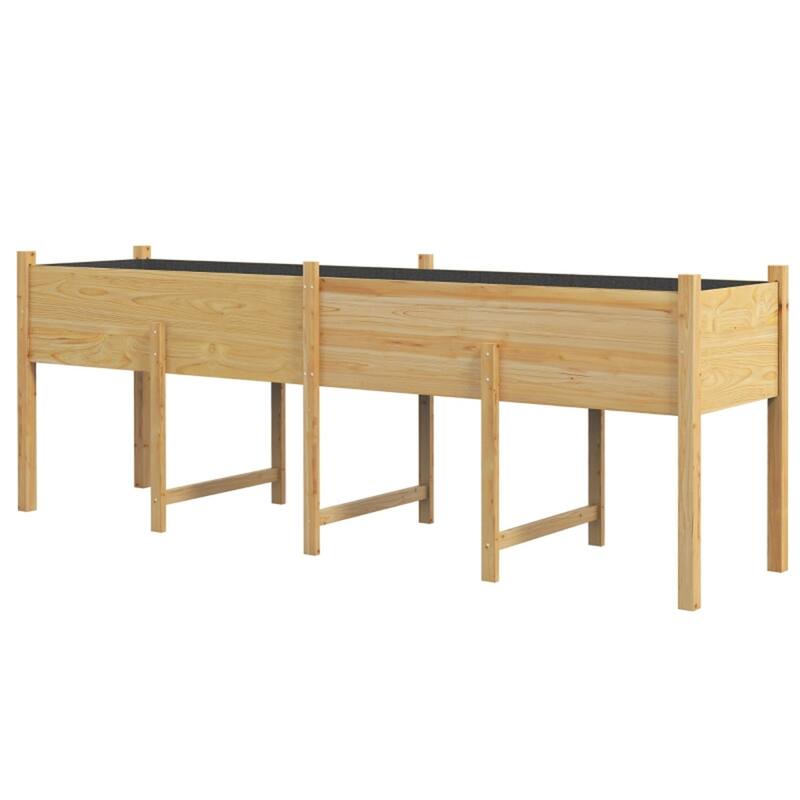 Elevated Outdoor Fir Wood Planter Box for Vegetables Herbs and Flowers with Drainage System - 88.5" L x 21.75" W x 31.5" H