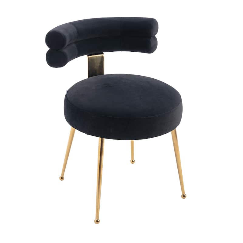 Velvet Upholstered Tubulous Side Dining Chair with Golden Legs(set of 2)