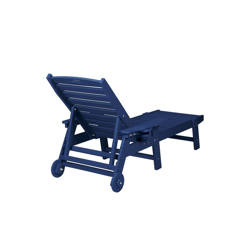 Oversized Outdoor Chaise Lounge Chair with Wheels and 5 Reclining Positions, Cup Holder for Poolside Deck Patio