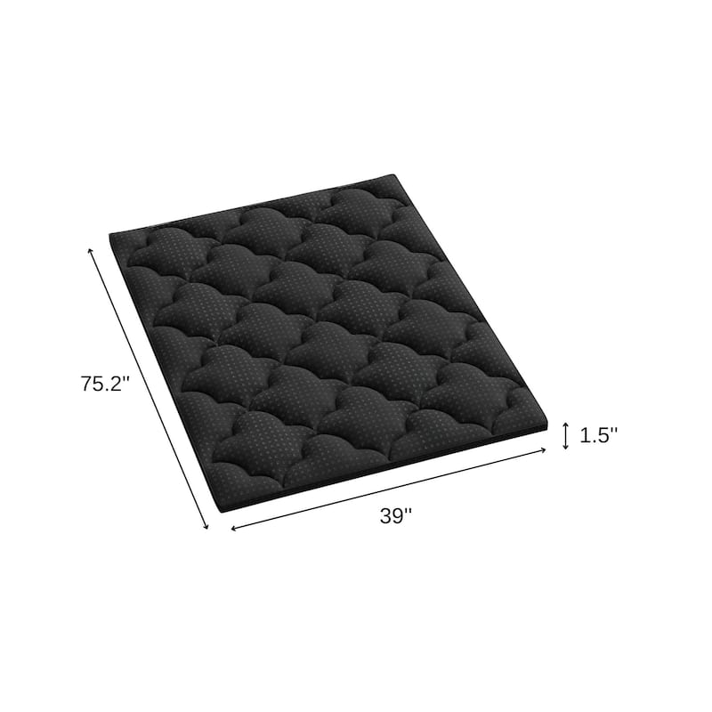 2" Black Cotton Twin Mattress Topper