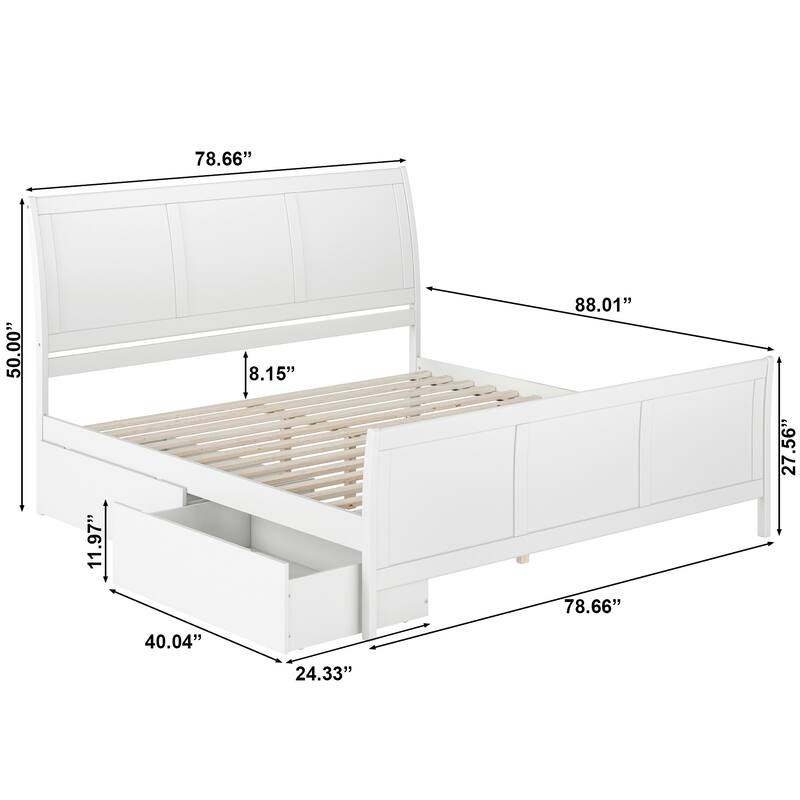 AFI Portland Platform Bed with Matching Footboard & Storage Drawers