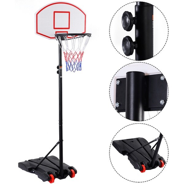 Costway Adjustable Basketball Hoop System Stand Kid Indoor Outdoor Net Goal w/ Wheels