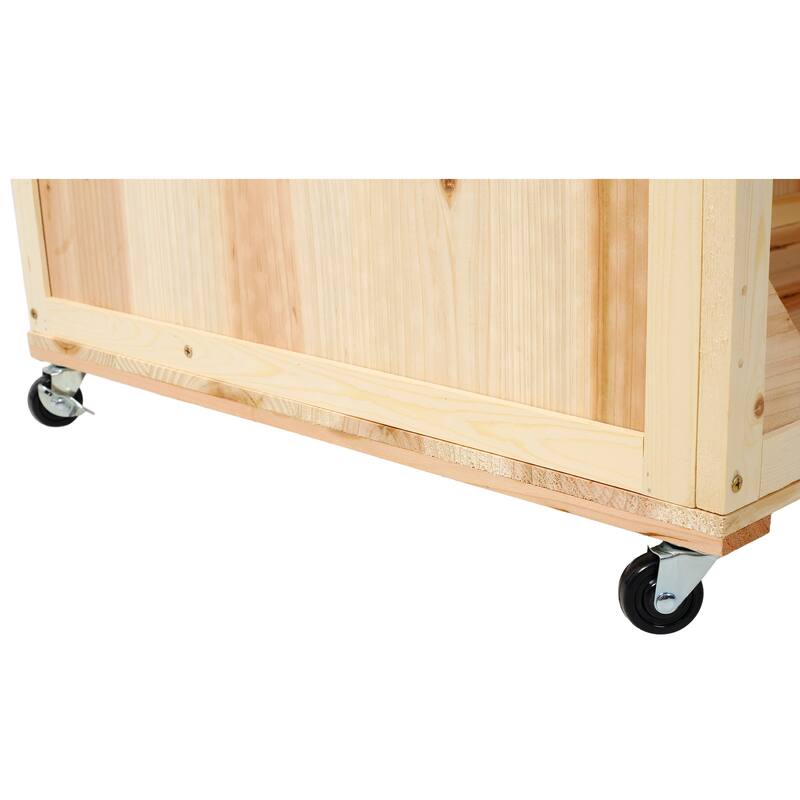 Natural 3-Tier Raised Garden Bed with Vertical Trellis Mobile Planter Box for Herbs and Plants - 31.5”L x 24.25”W x 53”H