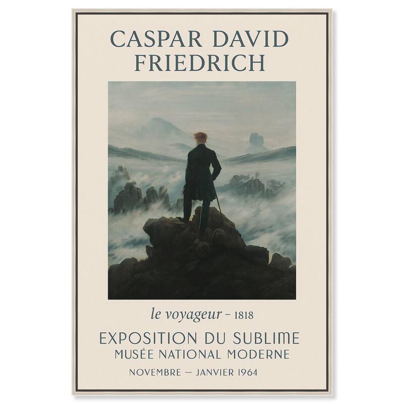 Wanderer Above the Sea of Fog Canvas by Art Remedy - Silver - 16" x 24"