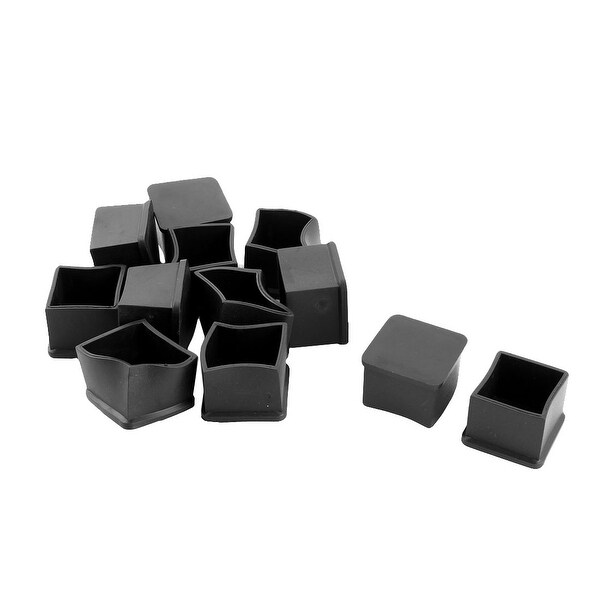 Unique Bargains 12 Pcs Antislip Rubber Square 30mm x 30mm Chair Foot Cover Table Furniture Leg Protector Black