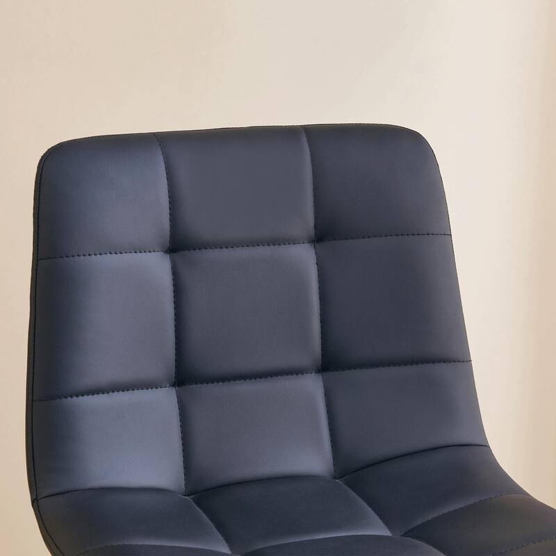 Modern PU Bar Chair 2 Pieces with Metal Legs, Checkered Design, Waterproof and Stain Resistant Suitable for Bars, Living Rooms