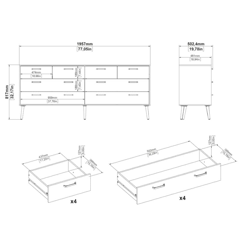 Carson Carrington Kristiansund Tone 8-Drawer Double Dresser, Mocha Oak