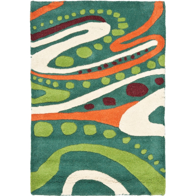 SAFAVIEH Handmade Soho Casie N.Z. Wool Rug - 2' x 3' - Teal/Multi
