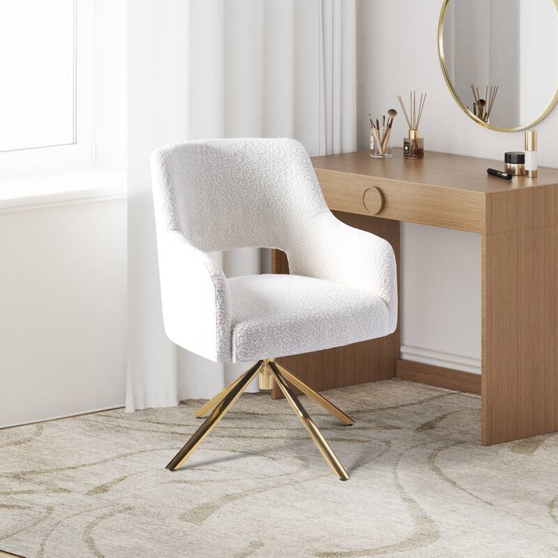 Boucle Polyester Upholstered Swivel Accent Chair - Stain Resistant