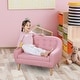 preview thumbnail 8 of 19, Qaba Kids Sofa Linen Fabric Wooden 2 Seat Armrest Children Chair Cozy Pink