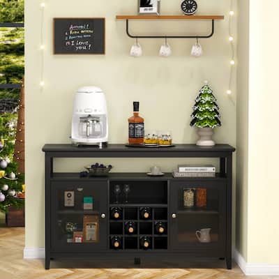 Sideboard,TV Console with Glass Doors, Storage Buffet Cabinet