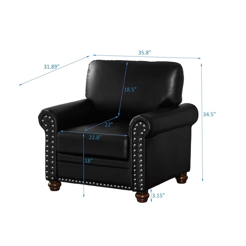 Faux Leather Single Seat Sofa: Chair with Solid Wood Support