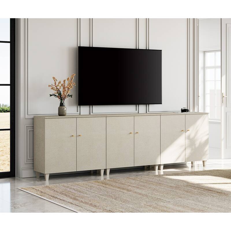WAMPAT Wide TV Stand Cabinet, Entertainment Center with Doors, 32.4"H
