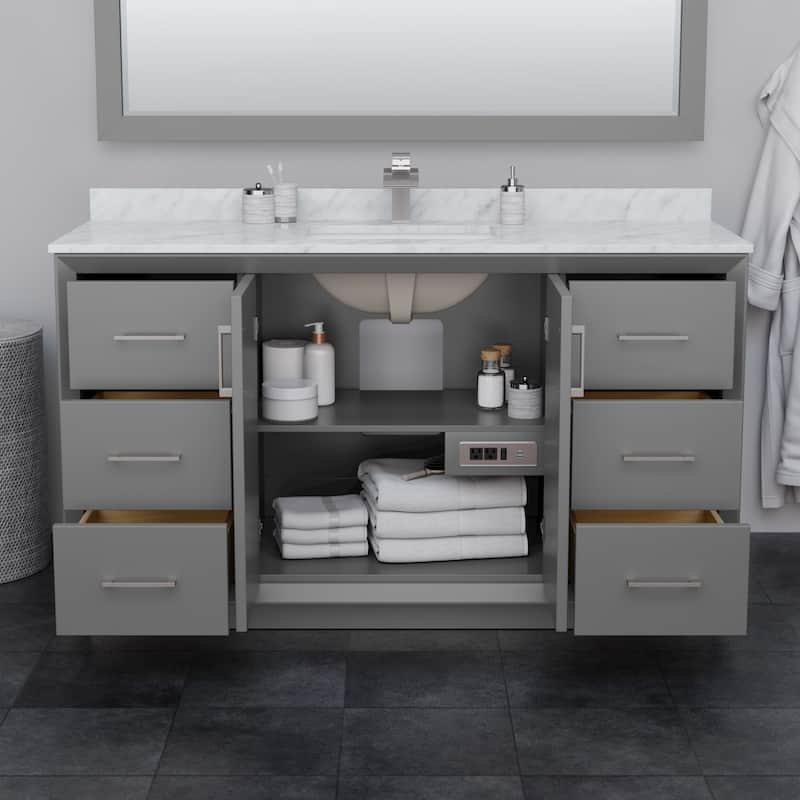 Strada 60-Inch Single Vanity Set, Carrara Marble Top