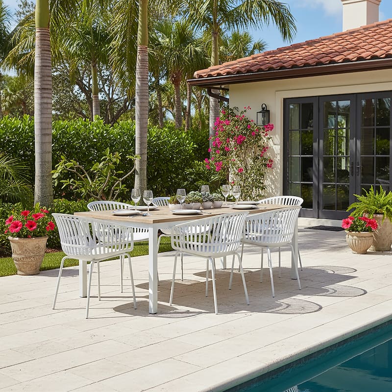 Set of 2 Barras White Plastic Dining Chair with White Iron Legs