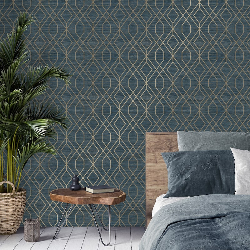 Fine Decor Fusion Navy Trellis Wallpaper