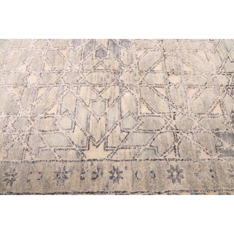 ECARPETGALLERY Hand-knotted Finest Oushak Light Grey Silk, Wool Rug - 7'11 x 10'0
