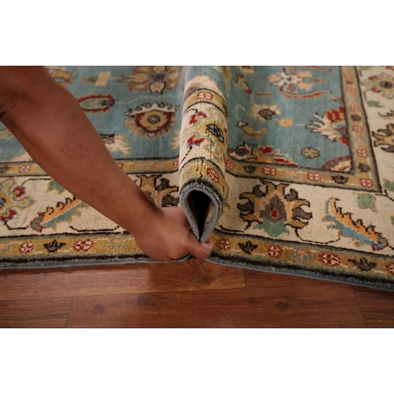 Light Blue Oushak Oriental Accent Rug Handmade Wool Carpet - 4'1" x 5'8"