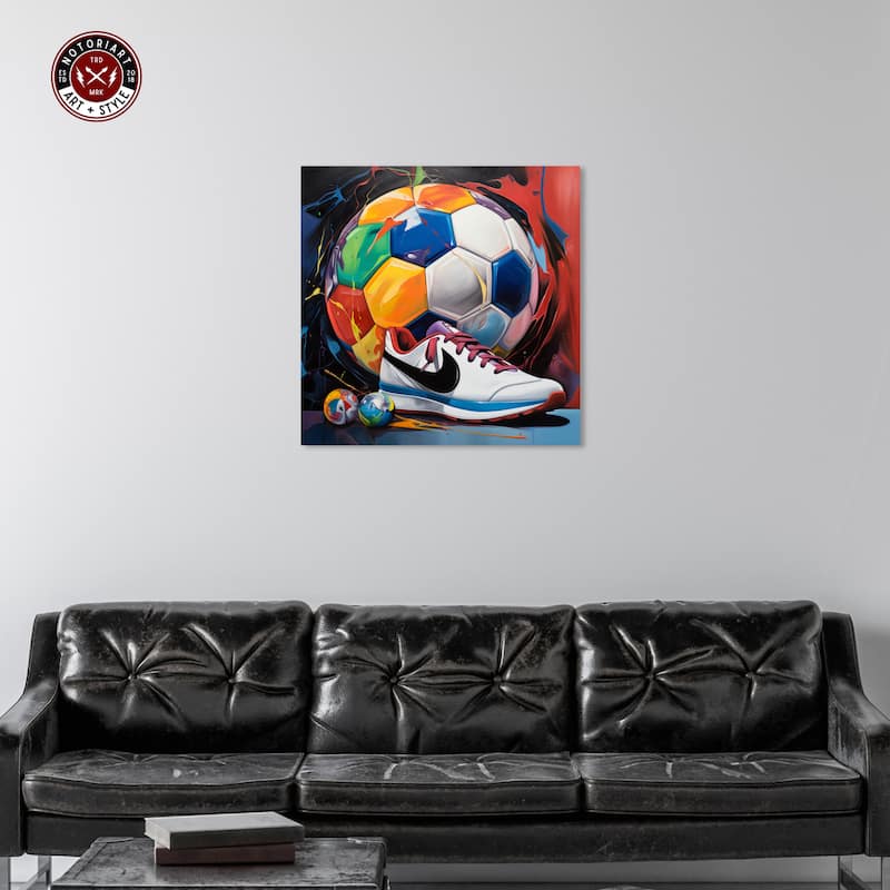 Notoriart Colorful Soccer Sneaker Splash Ii Gallery Wrapped Soccer 1 Piece Canvas Wall Art