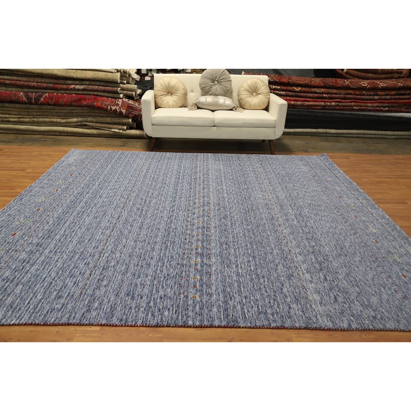 Hand Knotted Oriental 100% Wool Carpet Tribal Animal Pictorial Navy Blue & Blues Gabbeh Area Rug - 9' 10'' X 9' 9''