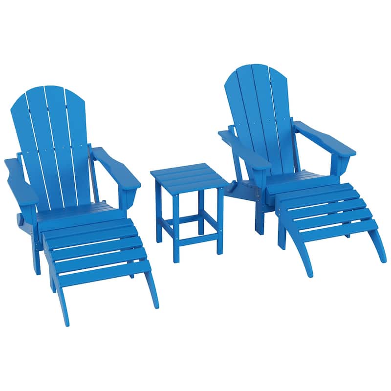 Polytrends Laguna Hdpe All Weather Outdoor Patio Foldable Adirondack Chairs Conversation Set (5-Piece Set)