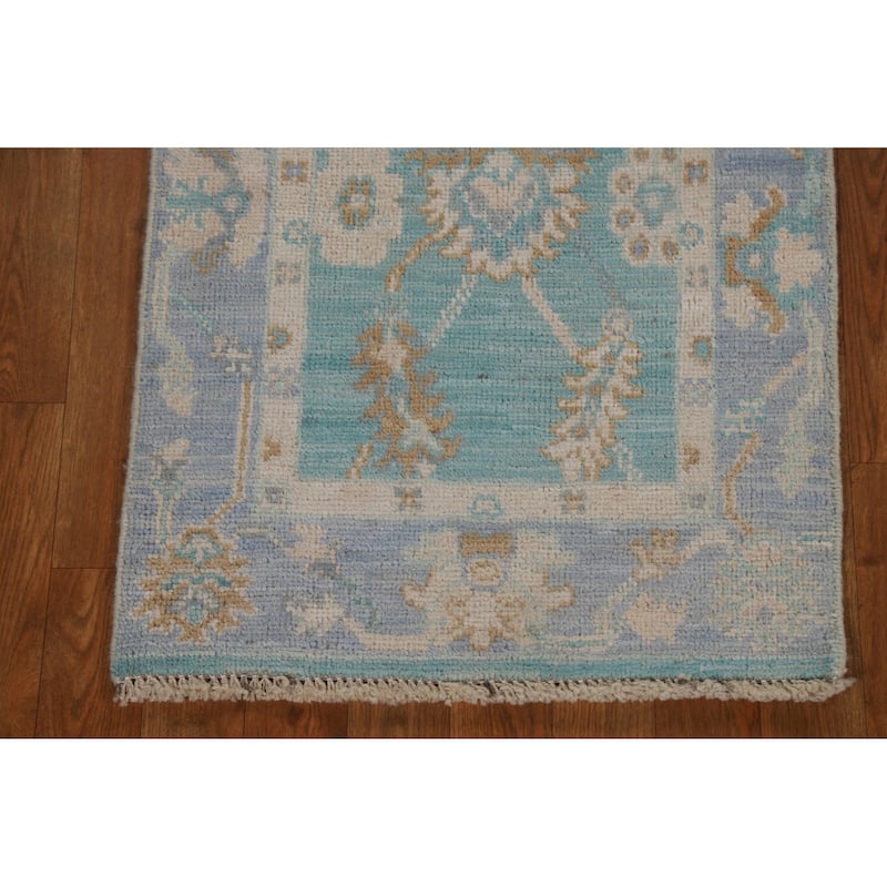 Traditional Oushak Turkish Oriental Rug Wool Hand-knotted Foyer Carpet - 2'0" x 4'0"